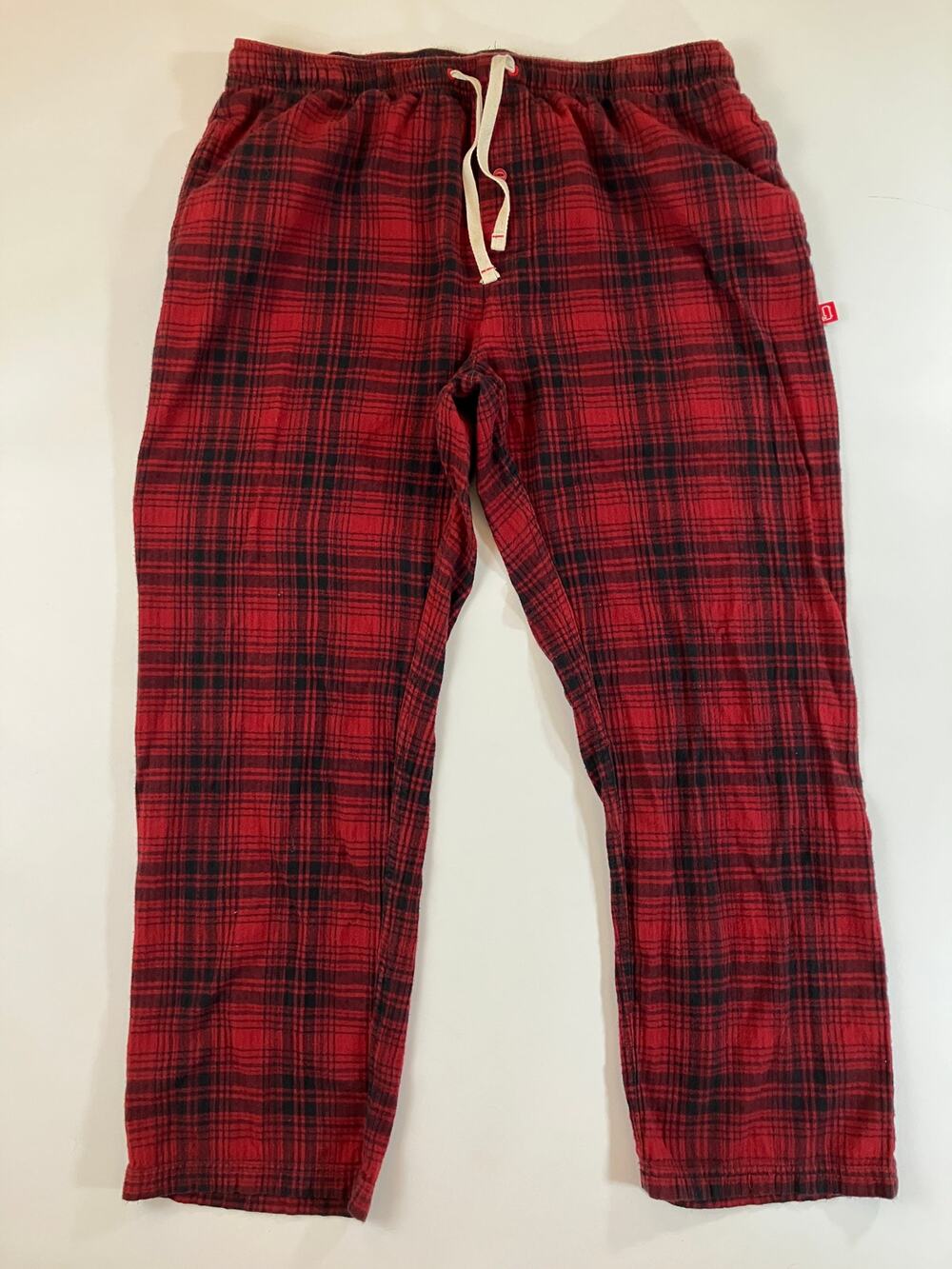 Woolrich Men XL Red Black Plaid Flannel Pajama Lounge Pants 100% Cotton
